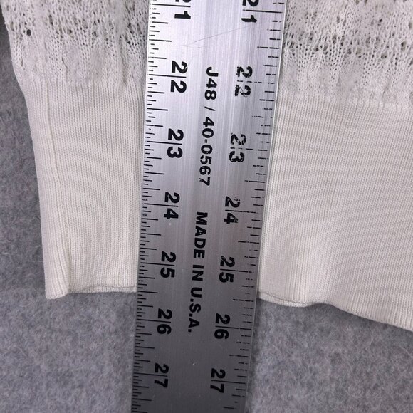 Aritzia Wilfred Sweater Women Medium White Open Knit Crewneck Stretch Minimalist - Picture 3 of 11